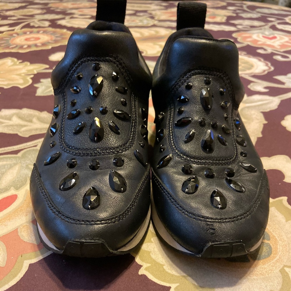 Black rhinestone studded Tory Burch sneakers